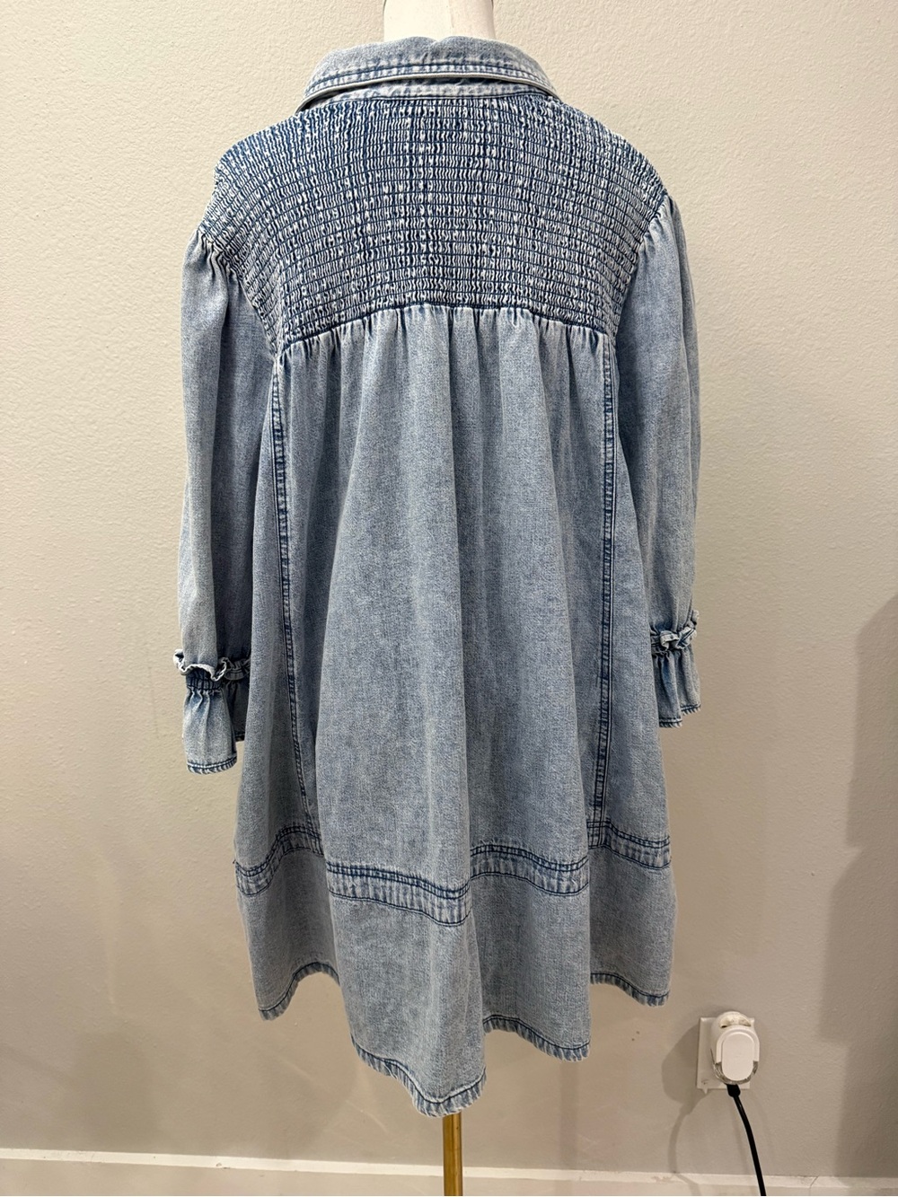 Free People Light Wash Denim Button-Down Tunic Dress - Picture 2 of 3